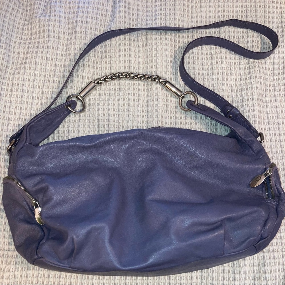 Furla Chain Handle Hobo Handbag Crossbody Leather Lilac